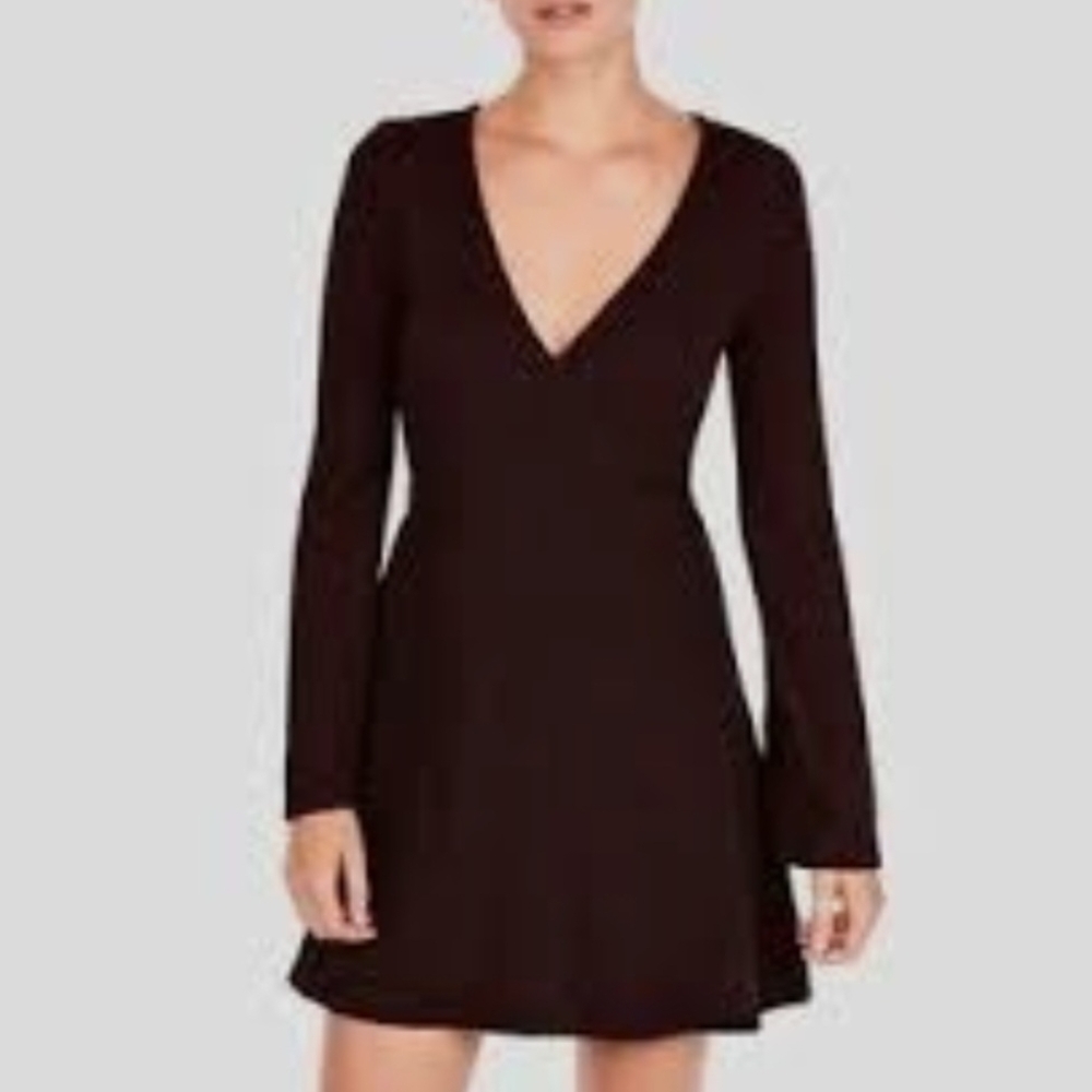 Express Elegant Heather Wrap Top Long Sleeve Dress